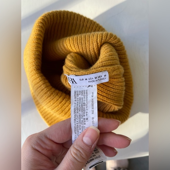 Zara Wool- Blend Beanie in Mustard Yellow - Picture 6 of 7